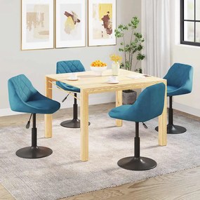 vidaXL Cadeiras de jantar giratórias 4 pcs veludo azul