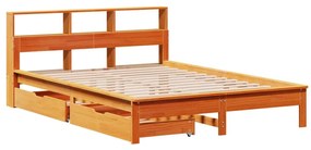 Cama com estante sem colchão 140x190 cm pinho maciço