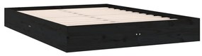 Estrutura de cama king 150x200 cm madeira maciça preto