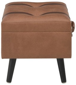Banco de arrumação 40 cm couro artificial castanho