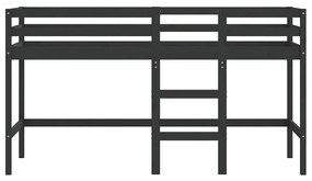 Cama alta p/ criança c/ escada 90x200 cm pinho maciço preto