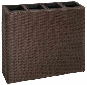 Floreira de jardim com 4 vasos 2 pcs vime PE castanho