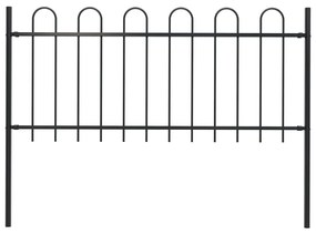 vidaXL Cerca de jardim com topo em aros 1,8 m aço preto