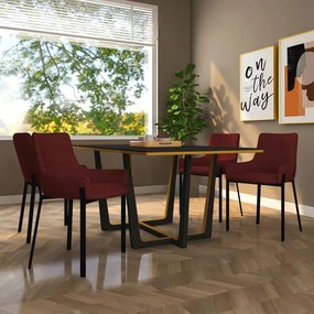 vidaXL Cadeiras de jantar 4 pcs tecido vermelho tinto