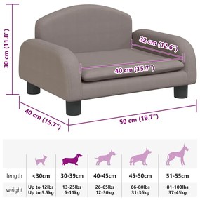 Cama para cães 50x40x30 cm tecido cinzento-acastanhado