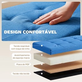 Puff de Armazenamento Banco de Armazenamento Dobrável 84 L 76x38x38 cm Estofado em Linho Sintético Azul Claro