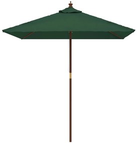 Guarda-sol de jardim com poste de madeira 198x198x231 cm verde