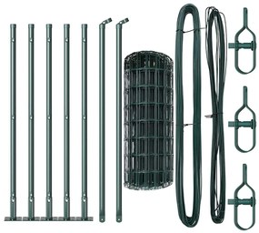 Cerca Euro com 7 postes flangeados 0.6x10m em aço galvanizado