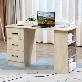 Secretária para Computador, 120 x 49 x 72 cm, Prateleiras e Gavetas, Cor de Madeira