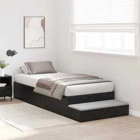 Estrutura de Cama Storage Madeira Negra 90x200 cm