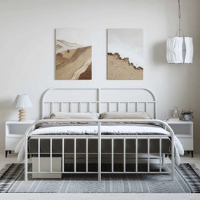 Estrutura de cama com cabeceira e pés 183x213 cm metal branco