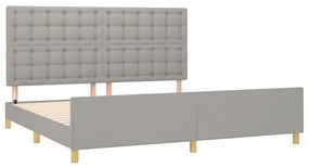 Estrutura de cama sem colchão 200x200 cm tecido cinzento-claro