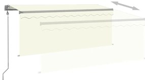 Toldo automático c/ estore/LED/sensor de vento 3x2,5m cor creme