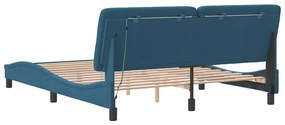 Estrutura de cama c/ luzes LED 160x200 cm veludo azul