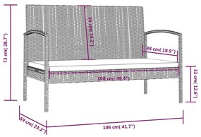8 pcs Conjunto lounge de jardim com almofadões vime PE castanho