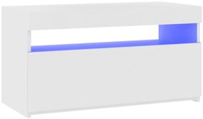 Móvel de TV com luzes LED 75x35x40 cm branco brilhante