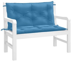 Almofadões banco jardim 2pcs 100x50x7cm mesclado tecido azul