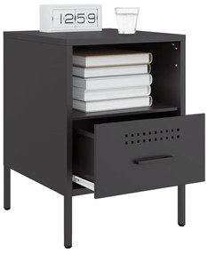 Mesas de cabeceira 2 pcs 36x39x50,5cm aço preto
