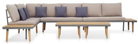 7 lugares conjunto lounge jardim + almofadões acácia castanho