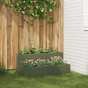 Plantadeira 2-Andares 100x60x45 cm Verde-Azeitado Aço