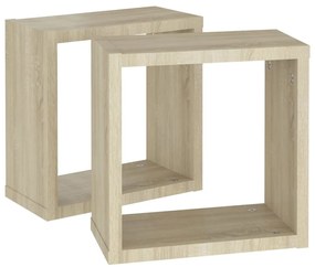 Prateleiras de parede em forma de cubo 2 pcs 30x15x30cm sonoma