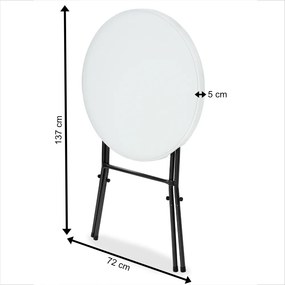 Mesa alta bar jardim em plástico Ø72 cm, dobrável branca