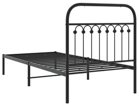 Estrutura de cama com cabeceira 90x200 cm metal preto