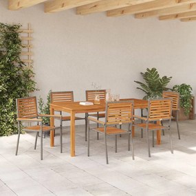 Conjunto de Jantar de Jardim 7 pcs Cinzeto 180 x 90 x 75 cm