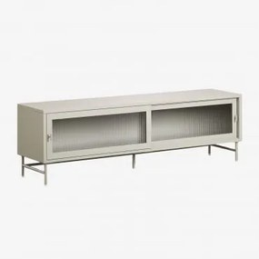 Móvel Tv 180x40 Cm Em Aço E Vidro Paoline Verde Cáqui - Sklum