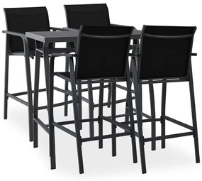 vidaXL 5 pcs conjunto de bar para jardim preto
