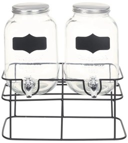 Dispensadores de bebidas 2 pcs com suporte 2 x 4 L vidro