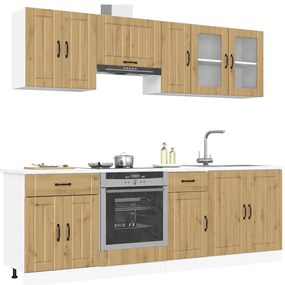 vidaXL 8 peças armário de cozinha conjunto Kalmar carvalho artisiano