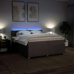 Cama com molas/colchão 200x200 cm tecido castanho-acinzentado