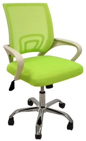 Cadeira de escritório FISS NEW (M), branco, rede e tecido verde