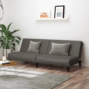 337663 vidaXL Sofá-cama de 2 lugares couro artificial cinzento