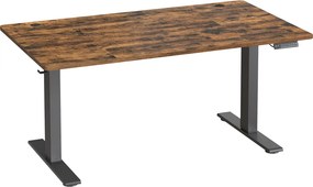 Secretária elétrica com regulação elétrica da altura, 140 x 80 x (72-120) cm, com porta USB-C castanha