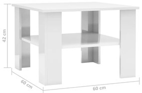 Mesa de centro derivados de madeira branco brilhante
