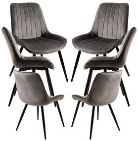 Pack 6 Cadeiras Lene Veludo - Cinza escuro