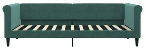 Sofá-cama com gavetão 90x200 cm veludo verde-escuro