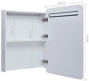 Armário espelhado para casa de banho com LED 60x11x80 cm