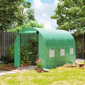 Estufa Túnel de Jardim, 300 x 200 x 195 cm, Cobertura Espessa de 170 g/m², Verde