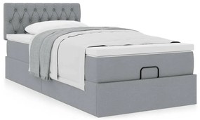 Cama otomana com colchão 100x200 cm tecido cinzento claro