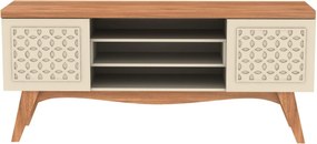 Móvel TV LIS – 160x38x70,5 cm – MDP Casca de Ovo e Coral com Portas De