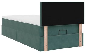 Estrutura de cama otomana colchão 90x200 cm veludo verde escuro