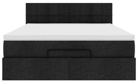 Cama otomana com colchão 140x190 cm tecido preto