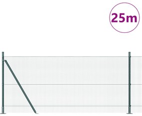 Conjunto de Poste de Cerca Set de 2 Verde Aço, PVC 25 x 1 m