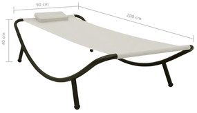 Espreguiçadeira de jardim 200x90 cm aço creme