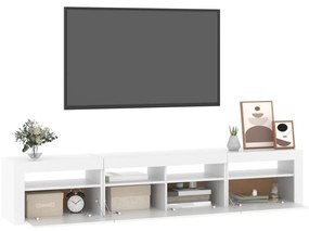 Móvel de TV com luzes LED 210x35x40 cm branco