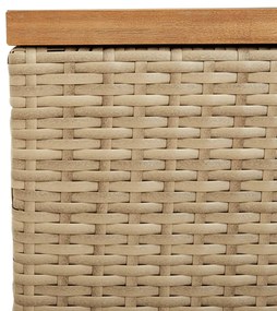 Caixa arrumação jardim 220x50x54 cm vime PE/acácia maciça bege