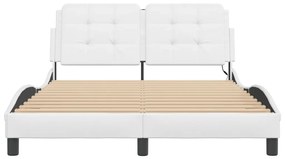 Estrutura de cama c/ luzes LED 120x200 cm couro artif. branco